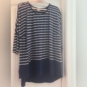 Navy Striped Women's Top